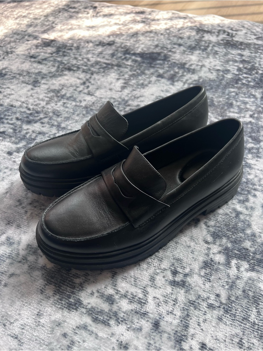 Quince Black Platform Penny Loafers Women Size 9 - Picture 9 of 14